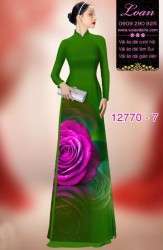 Vải áo dài hoa hồng in 3D