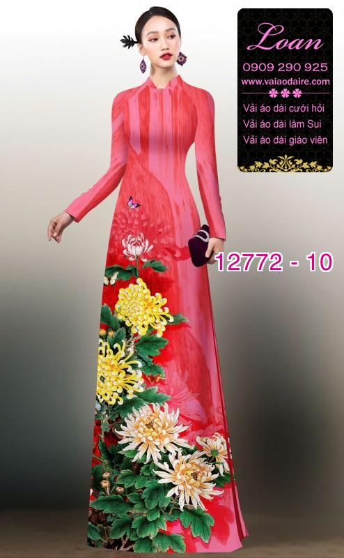 Vải áo dài hoa cúc đại đóa