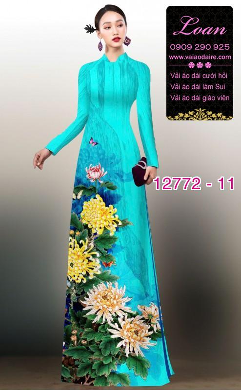 Vải áo dài hoa cúc đại đóa