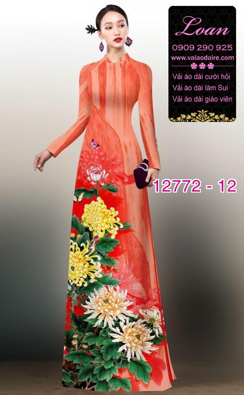 Vải áo dài hoa cúc đại đóa