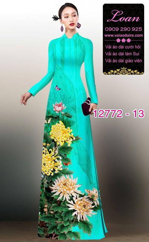 Vải áo dài hoa cúc đại đóa