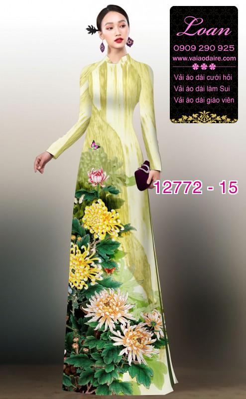 Vải áo dài hoa cúc đại đóa