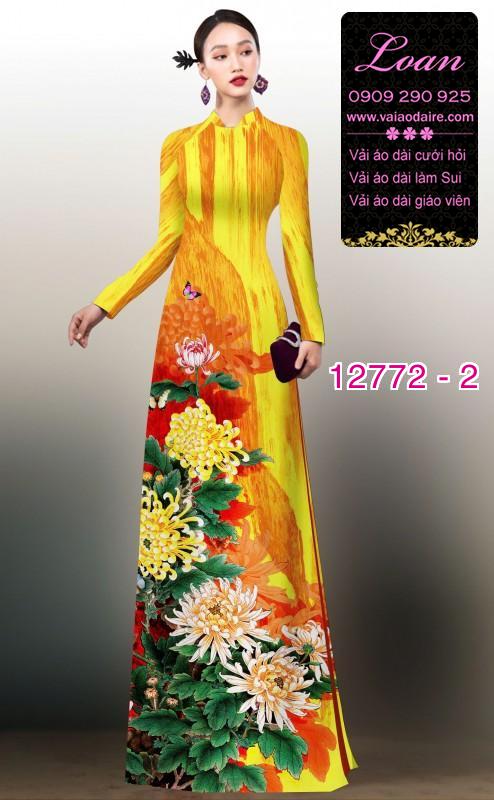 Vải áo dài hoa cúc đại đóa