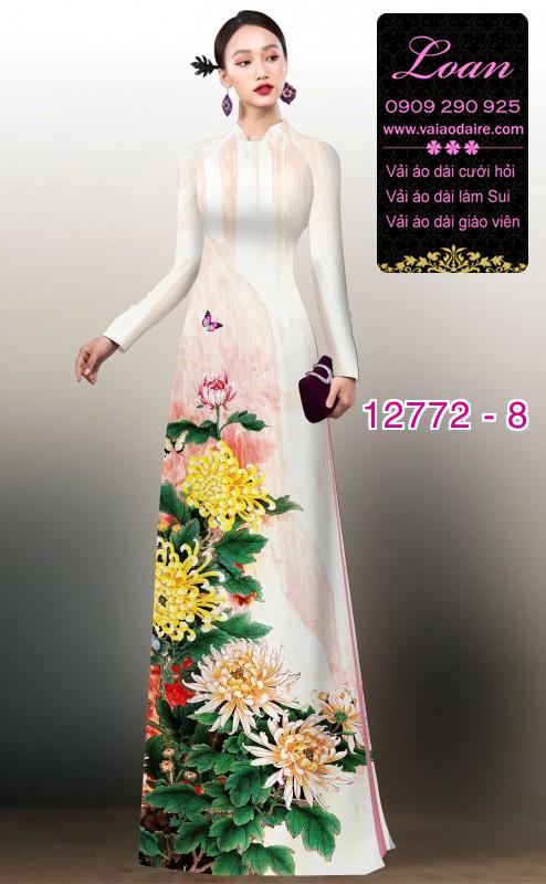 Vải áo dài hoa cúc đại đóa