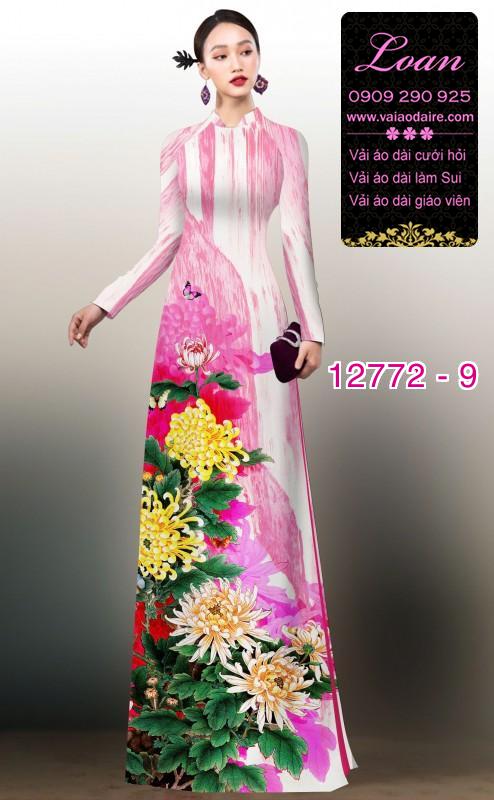 Vải áo dài hoa cúc đại đóa