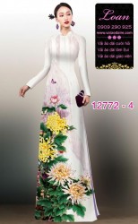 Vải áo dài hoa cúc đại đóa