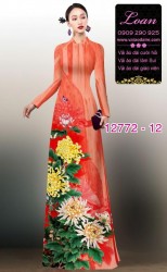 Vải áo dài hoa cúc đại đóa