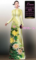Vải áo dài hoa cúc đại đóa
