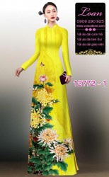 Vải áo dài hoa cúc đại đóa