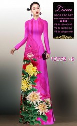 Vải áo dài hoa cúc đại đóa