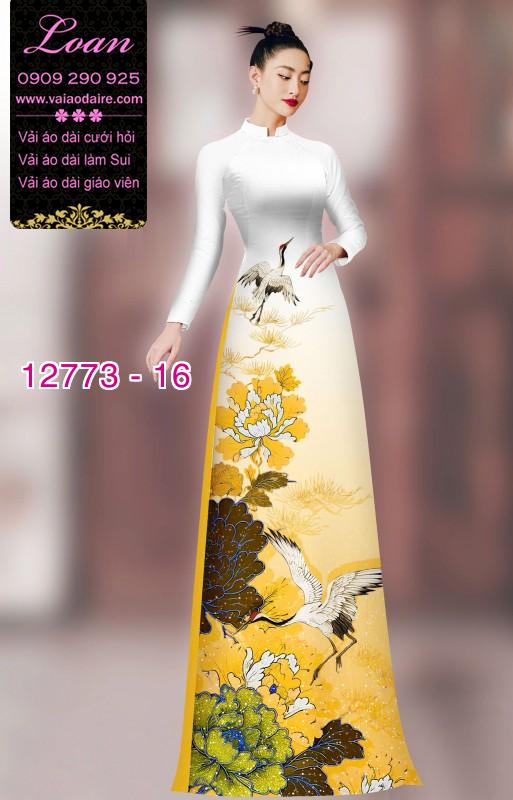 Vải áo dài hoa và hạc