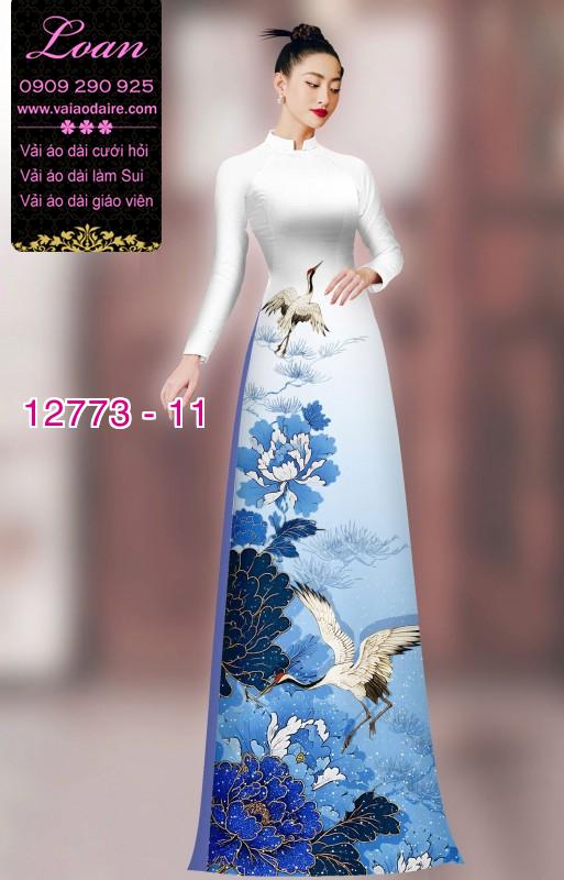 Vải áo dài hoa và hạc