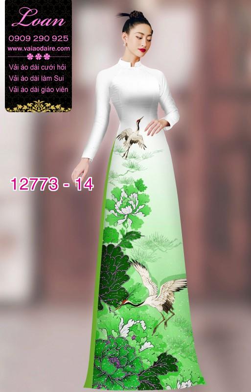 Vải áo dài hoa và hạc