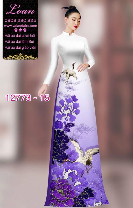 Vải áo dài hoa và hạc