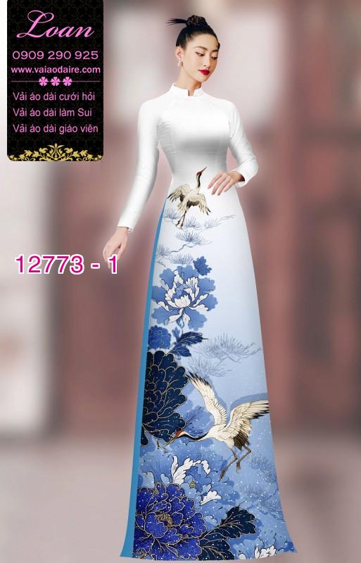 Vải áo dài hoa và hạc