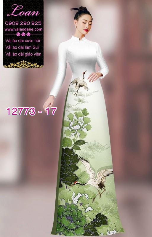 Vải áo dài hoa và hạc