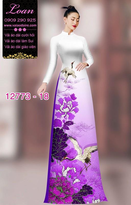 Vải áo dài hoa và hạc