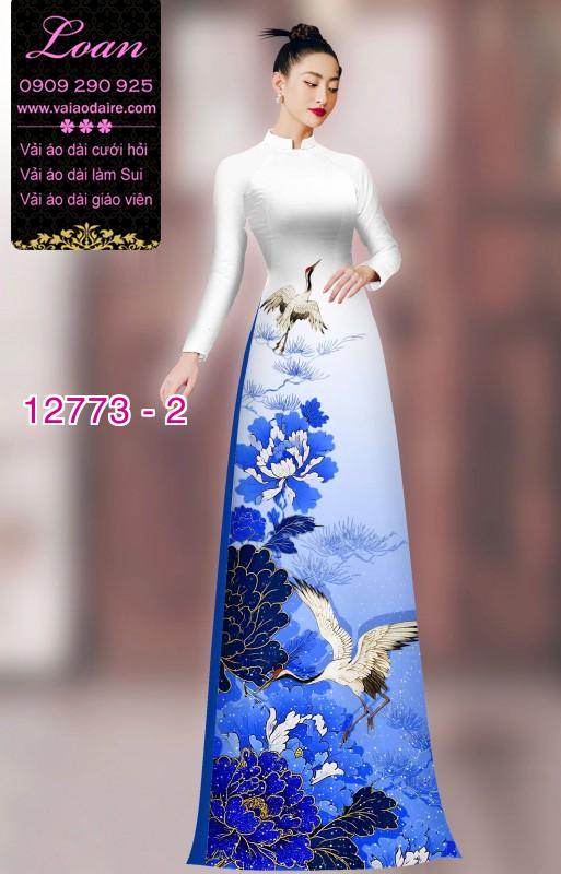 Vải áo dài hoa và hạc