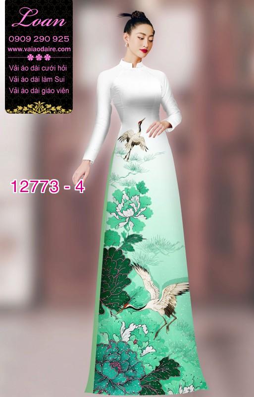 Vải áo dài hoa và hạc