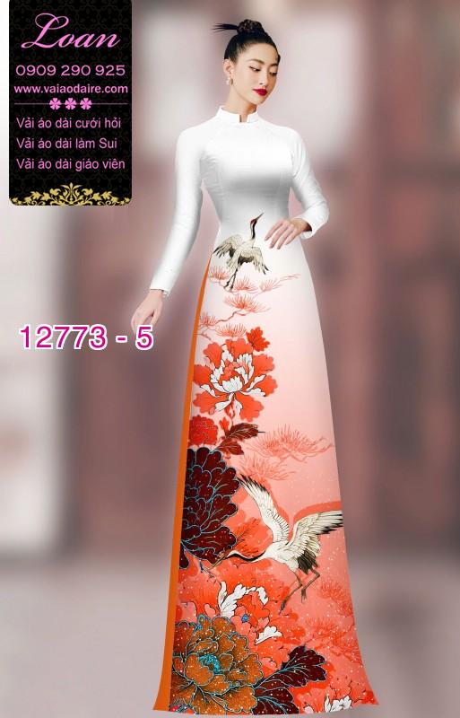 Vải áo dài hoa và hạc