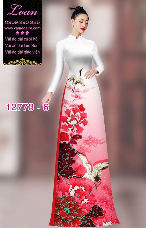 Vải áo dài hoa và hạc