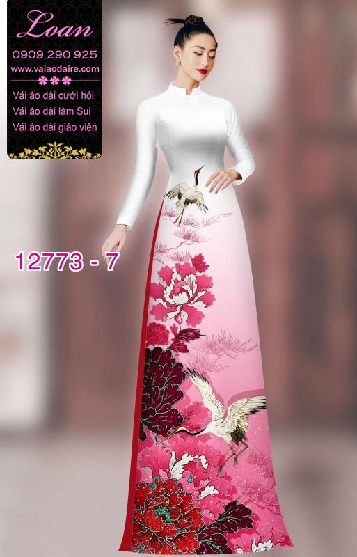 Vải áo dài hoa và hạc