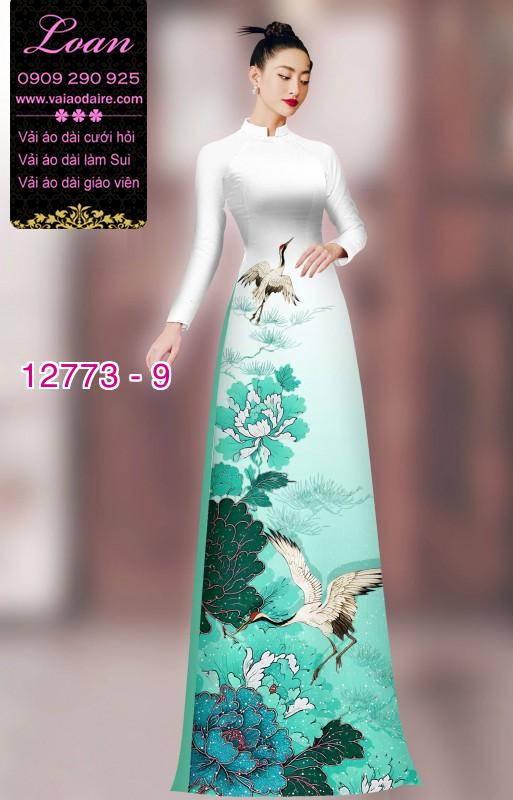 Vải áo dài hoa và hạc