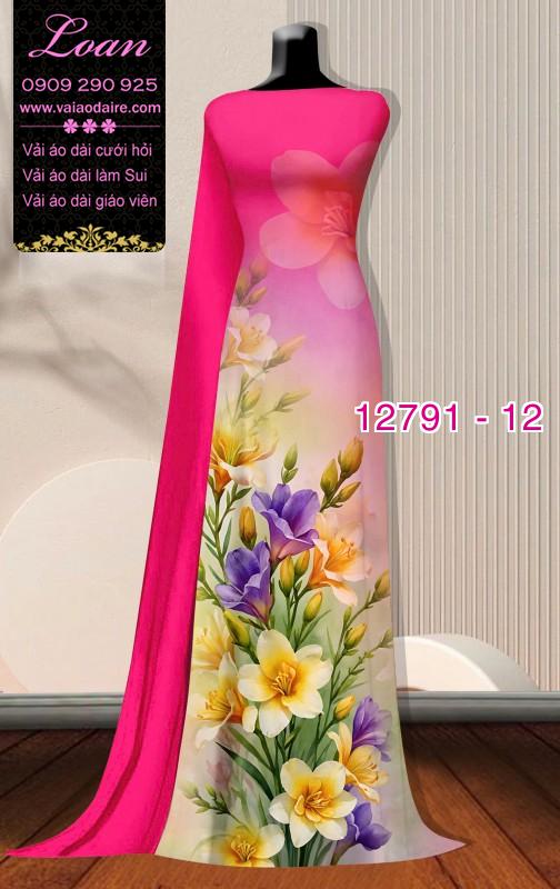 Vải áo dài hoa in 3D