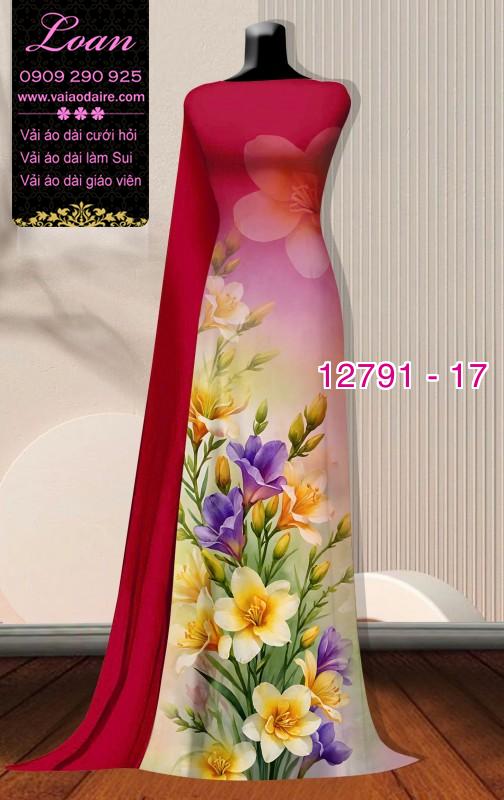 Vải áo dài hoa in 3D