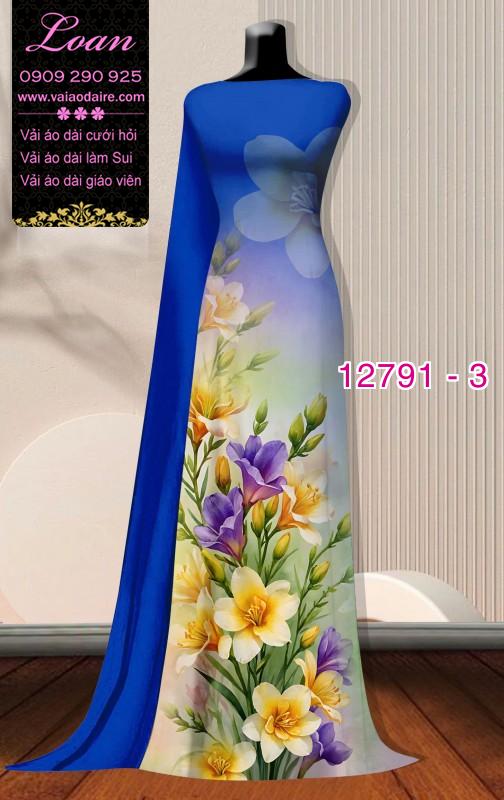 Vải áo dài hoa in 3D