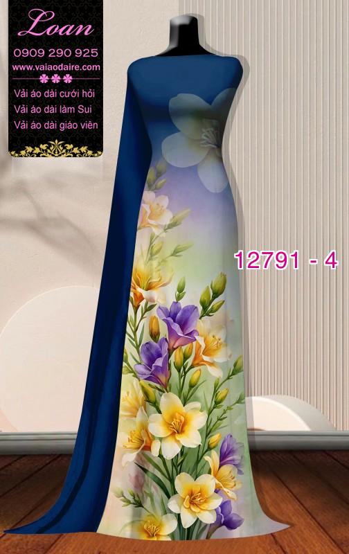 Vải áo dài hoa in 3D