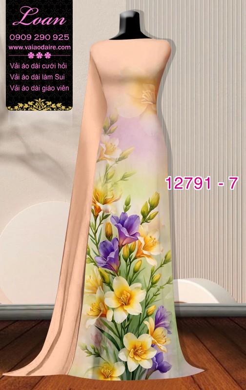 Vải áo dài hoa in 3D