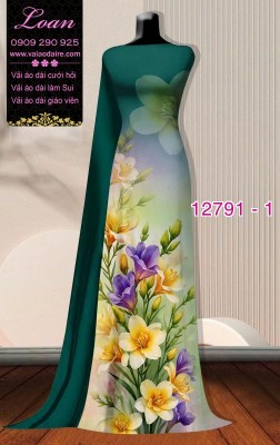 Vải áo dài hoa in 3D-DT 12791
