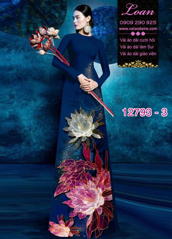 Vải áo dài hoa in 3D