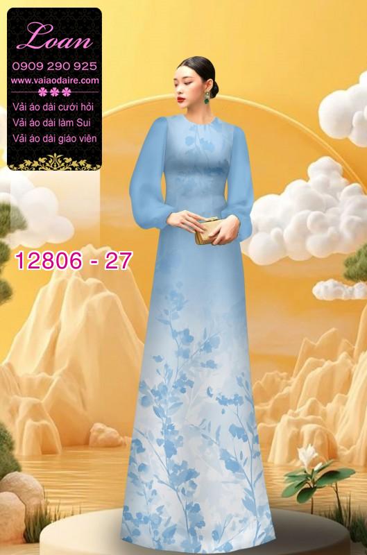 Vải áo dài họa tiết cành hoa