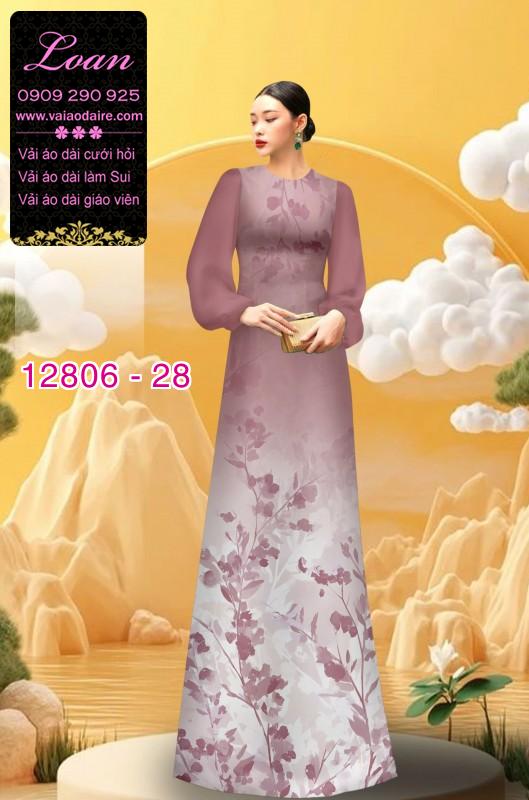 Vải áo dài họa tiết cành hoa