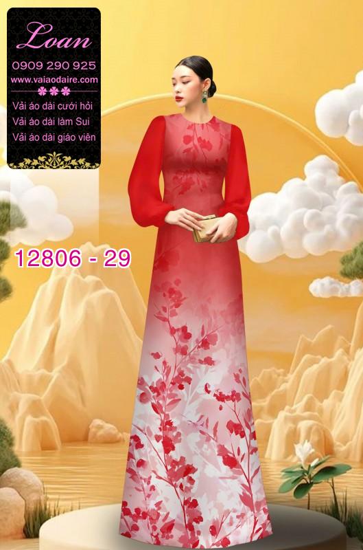 Vải áo dài họa tiết cành hoa