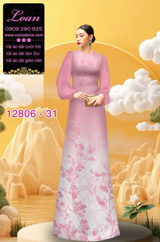 Vải áo dài họa tiết cành hoa