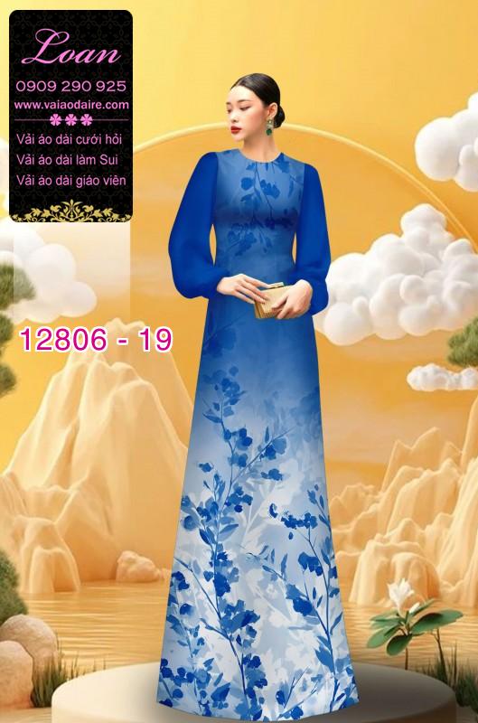 Vải áo dài họa tiết cành hoa