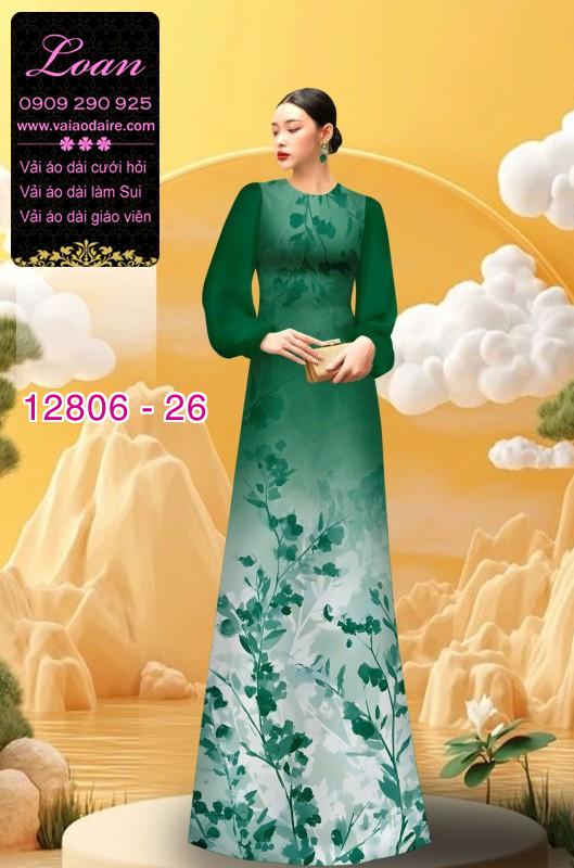 Vải áo dài họa tiết cành hoa