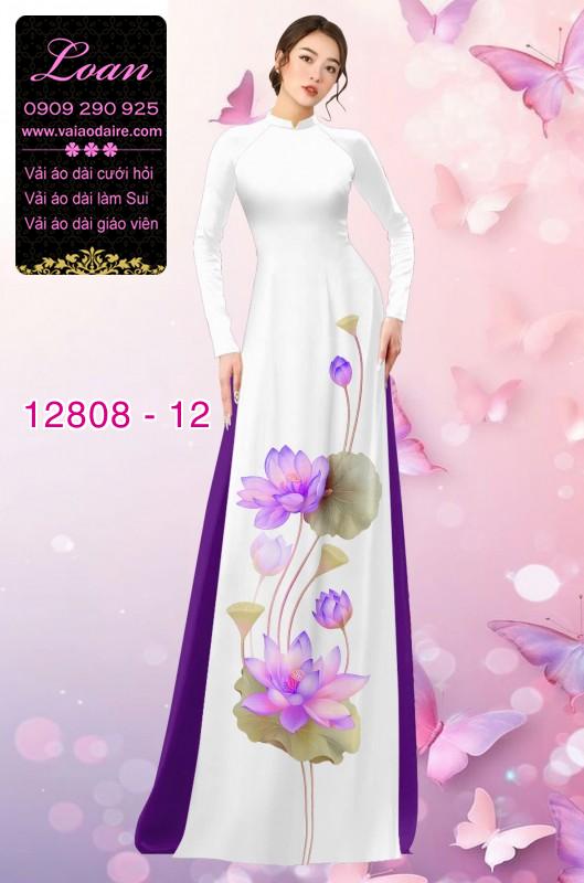 Vải áo dài hoa sen in 3D