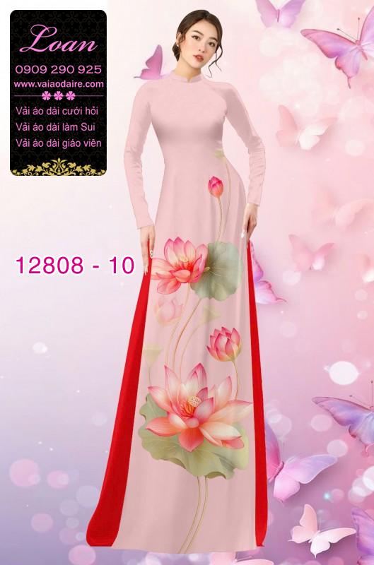 Vải áo dài hoa sen in 3D