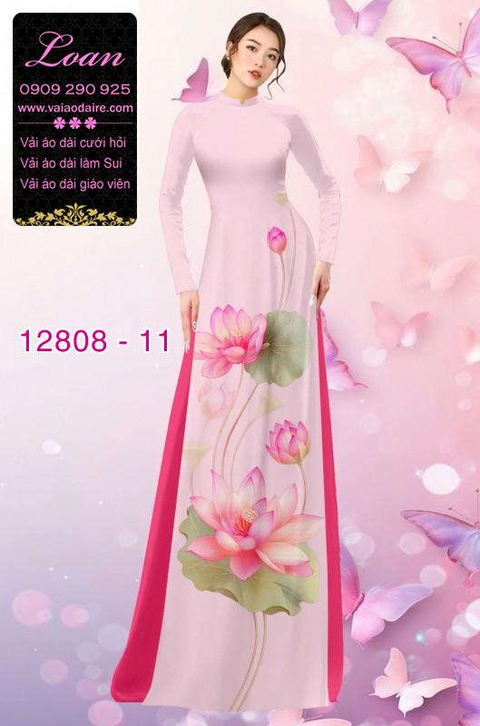 Vải áo dài hoa sen in 3D