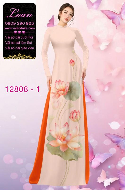 Vải áo dài hoa sen in 3D