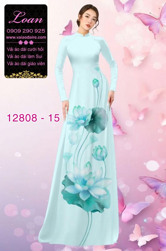 Vải áo dài hoa sen in 3D