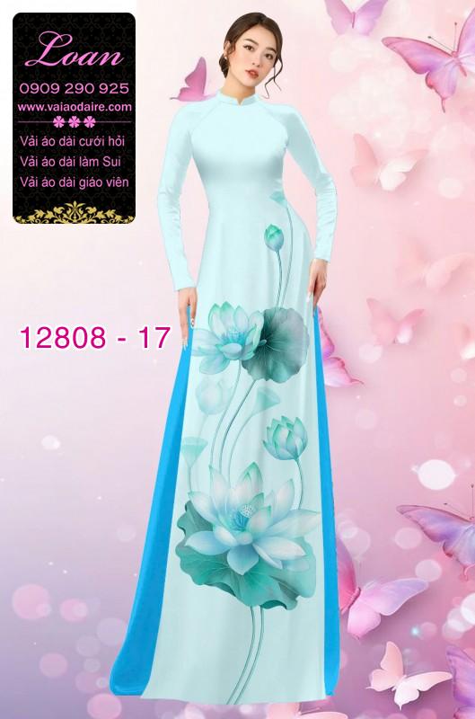 Vải áo dài hoa sen in 3D