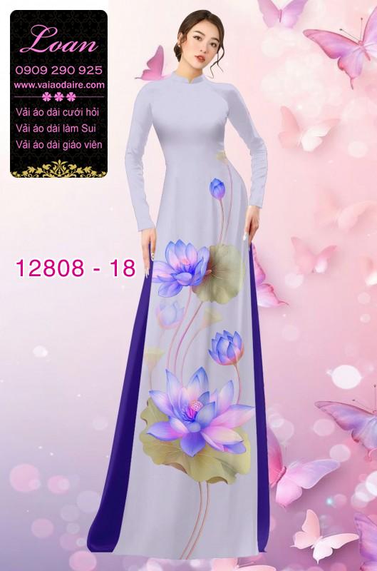 Vải áo dài hoa sen in 3D