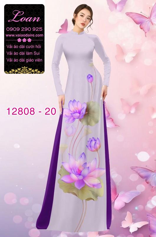 Vải áo dài hoa sen in 3D