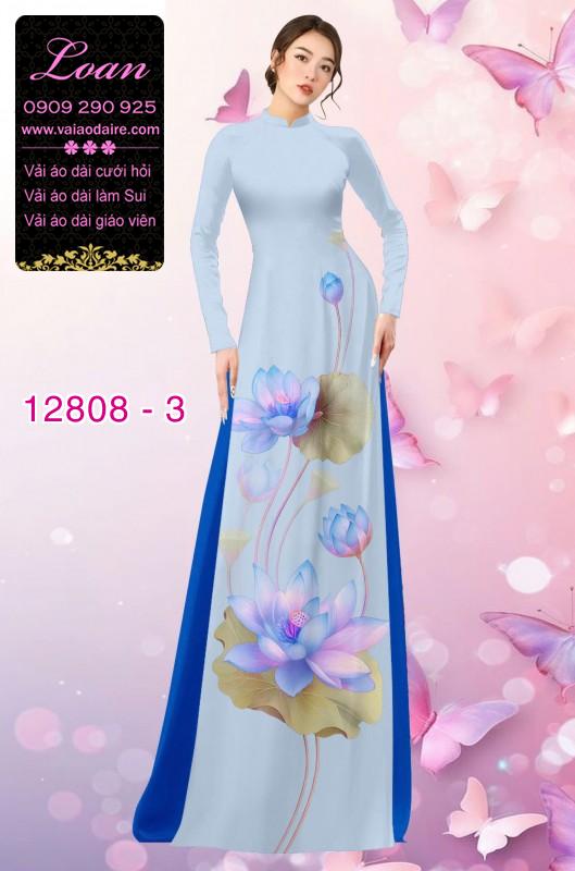 Vải áo dài hoa sen in 3D