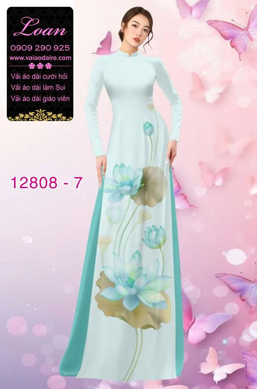 Vải áo dài hoa sen in 3D